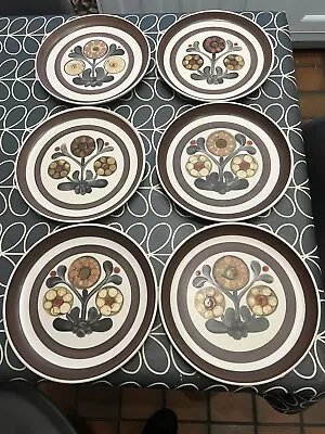 Buy Vintage DENBY Langley X6 Mayflower Pattern Cream Brown Dinner Plates 10 Inches • 49£