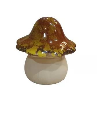 Buy Vintage Art Pottery Mushroom Drip Glaze Brown Yellow  • 14.77£