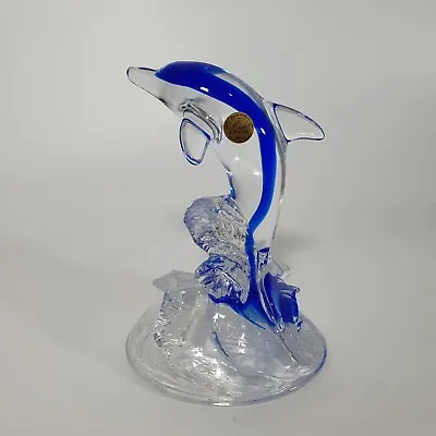 Buy Cristal D’Arques Dolphin Blue Clear Glass Lead Crystal Ornament 24% Paperweight  • 14£