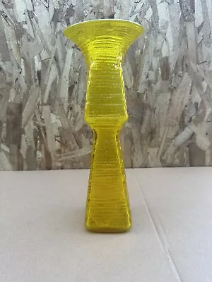 Buy Vtg. Blenko Glass Wayne Husted  Design Lg. Yellow  Textured Tiered Vase • 192.10£
