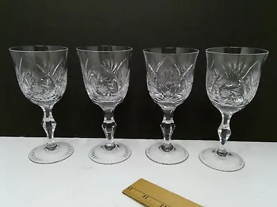 Buy Set Of 4 Cut Glass Crystal Pin Wheel 6 1/4  Tall Wine Glasses Goblets • 22.75£