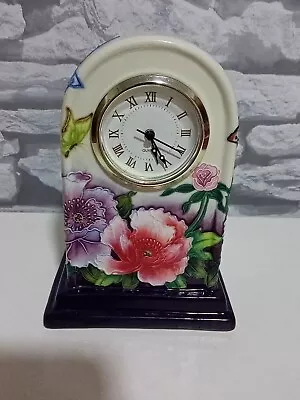 Buy Old Tupton Ware  Ceramic  Hand Painted Mantle Clock Floral Design • 25£