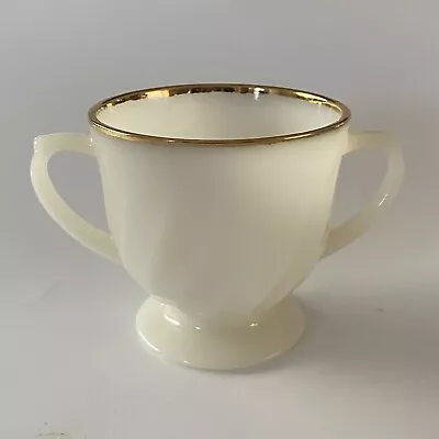 Buy Vintage FIRE KING ANCHOR HOCKING Swirl Golden Anniversary Ivory Open Sugar Bowl • 6.71£