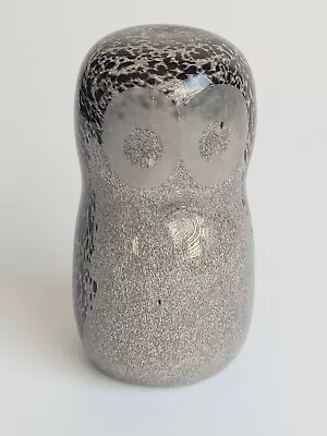 Buy Wedgewood Grey & Black Speckled Owl Art Glass Paperweight Vintage Marked RSW140 • 17.99£