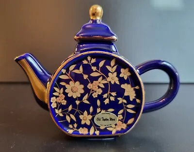 Buy Old Tupton Ware Mini Teapot Hand Painted Gold Floral Design Midnight Blue. • 7.98£