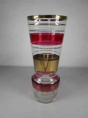 Buy Cranberry Gold Glass Vase Vintage Made In Roumania Decorative 26cm Tall • 19.95£