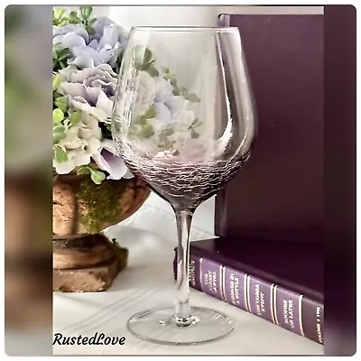 Buy Pier 1 Purple Crackle Glass Wine Large Bowl Glasses 18 Oz Hand Blown Glass - 1* • 67.56£