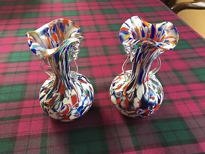 Buy Studio Art Glass Vases, Pair Of Very Colourful Vases, Believed To Be French • 19.99£