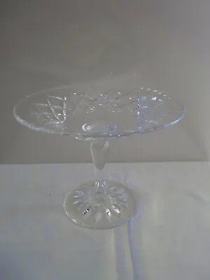 Buy Tazza Stemmed Cut Crystal 4 1/2   Height Glass Concave Top Patterned Vgc • 9£