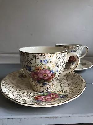 Buy Very Pretty  Floral 1950’s Tea Cups And Saucers From J Fryer And Son England. • 10£