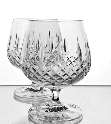 Buy Pair Of Lead Crystal Cut Glass Facet Stem Foot Brandy Whisky Snifters - 11cm • 12.50£