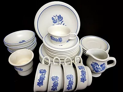 Buy Vtg Pfaltzgraff Yorktowne Blue Dinnerware 24 Pieces Lunch Place Setting For 4 • 55.97£