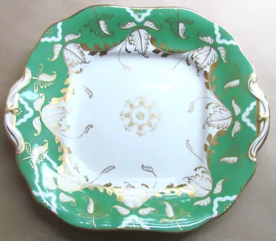 Buy HAMMERSLEY CHINA 432 PATTERN GREEN & GILT CAKE PLATE DATED 1912 (Ref9553) • 35£