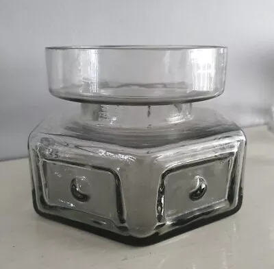 Buy Vintage Glass Vase Dartington  Frank Thrower Panel & Spot Midnight Grey FT88 VGC • 18£