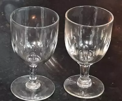 Buy Pair Of Victorian Lead Crystal Cut Tavern Wine Glasses C 1880 • 29.50£
