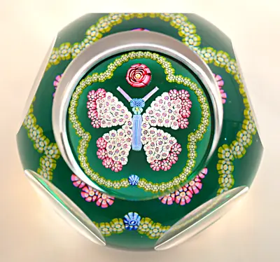 Buy Whitefriars Rare Pre-production Trial Butterfly Clichy Rose Paperweight On Green • 990£