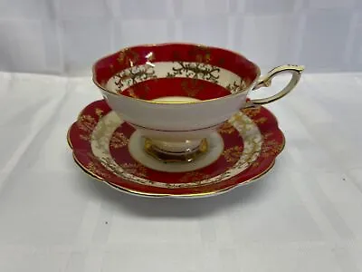 Buy Royal Standard Teacup Saucer Set Vintage Bone China England Red Floral Gold Trim • 20.15£