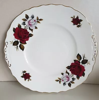 Buy Vintage COLCLOUGH  AMORETTA Red & White Roses 9.25  Bone China Cake Plate • 7.99£