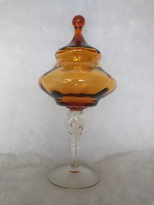 Buy Vintage Amber Glass Bon Bon Candy Sweet Jar Bowl Dish • 10£
