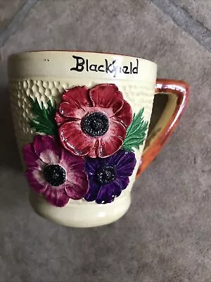 Buy Anemone Flower Pottery Mug Blackfield Manor Ware 3” Tall Poke Work Cream Glaze • 2.50£