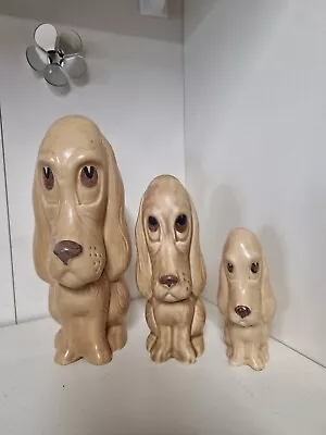 Buy Sylvac 3x Sad Sam Dogs Beige Ceramic Pottery Figure Retro • 20£