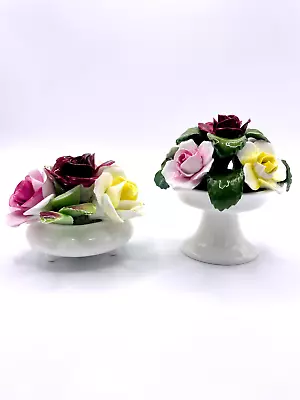 Buy ROYAL DOULTON + AYNSLEY Rose Bouquet X2 Flower Posy In Bowl. Footed. Vintage. • 5.50£