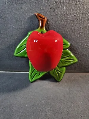 Buy Vintage Treasure Craft Red Apple And Leaf Wall Pocket - Made In USA • 14.41£