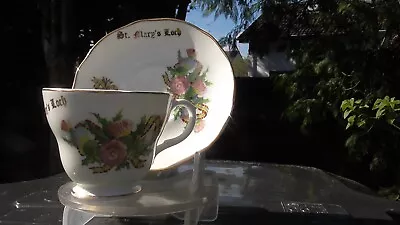 Buy Liverpool Road Pottery Cup & Saucer Souvenir St Mary's Loch, Scotland, Thistles • 2£