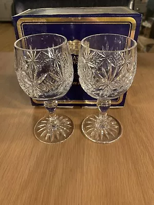 Buy Pair Of Vintage Thomas Webb Crystal Sherry Glasses Regency Pattern Boxed VGC • 26.31£