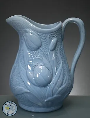Buy Victorian Jug Staffordshire Pottery Flowing Tulips Pitcher C1850 • 95£