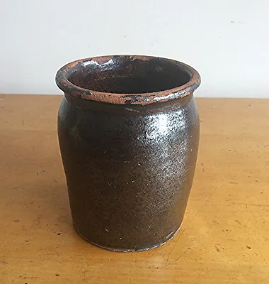 Buy Antique 19th C  Redware  Jar W Metallic Speckled Glaze  - Old Stoneware • 81.64£