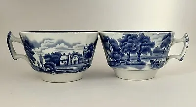 Buy 2 Wood & Sons England ENGLISH SCENERY Blue Tea Cups Flat Cups Woods Ware • 11.40£