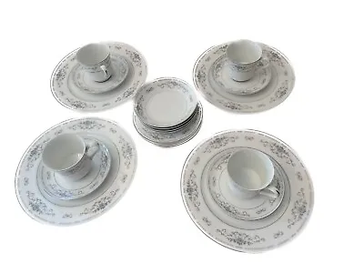 Buy 20 Pc Service For 4 DIANE By Wade Fine China Blue Flowers Platinum Trim Retired • 61.56£