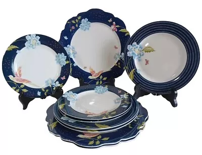 Buy 9 Pc Dinner Plate Set, Heritage Collection, Laura Ashley, Bird Floral, New • 66.40£
