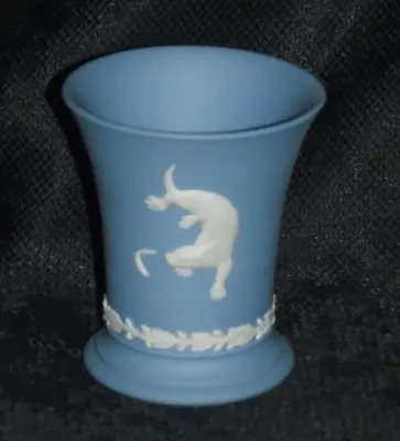 Buy Wedgwood Blue Jasperware Small 10cm Flared Vase Otter And Fish Bas Relief RARE. • 29.95£