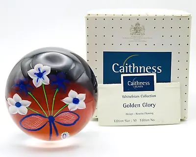 Buy Rare Caithness Whitefriars Golden Glory Glass Paperweight L/E 24/50 Boxed • 295£
