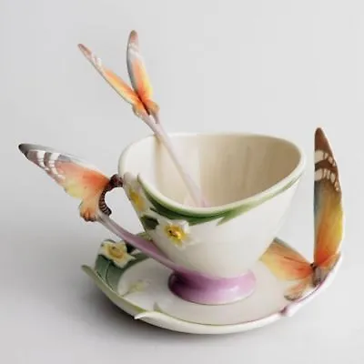 Buy Franz Porcelain Butterfly Cup & Saucer And Spoon XP1693 • 225£