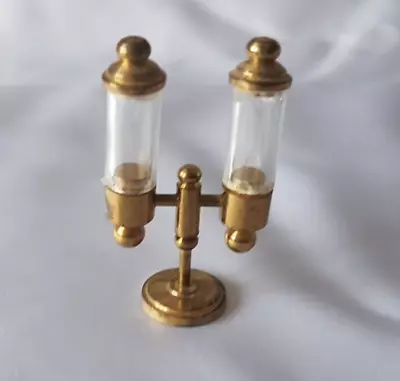 Buy Vintage Dolls House Miniature ~ Hurricane Candelabra ~ Brass & Glass ~ 4.7cm • 9.99£
