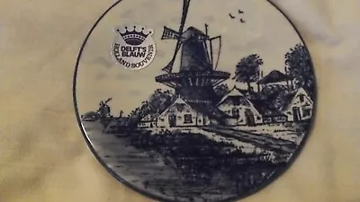 Buy Vintage Delfts Blauw Blue Windmill Souvenier 4  Plate • 2.99£