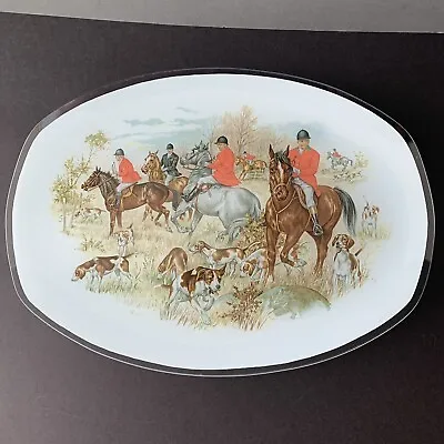 Buy Vintage Chance Large Oval Glass Plate With Hunting Scene 33 X 24cm • 5£