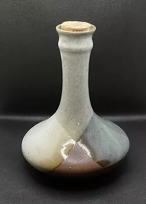 Buy Studio Art Pottery Long Neck 3-Color Glazed Vase W/ Cork Lid • 26£