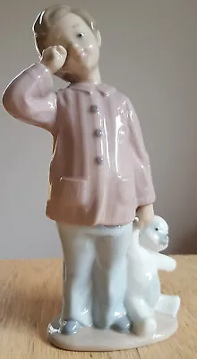 Buy Lladro Sleepy-Head Boy With White Teddy Bear (figurine / Statue) MINT CONDITION • 32£