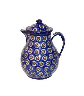 Buy Decorative Antique Pretty Blue Lidded Jug With Dots Stoneware Charming Original • 40£