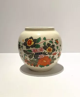 Buy Vintage Floral Ceramic Round Sadler Vase /Ginger Jar Cream /Colourful, 40s-50s • 18£