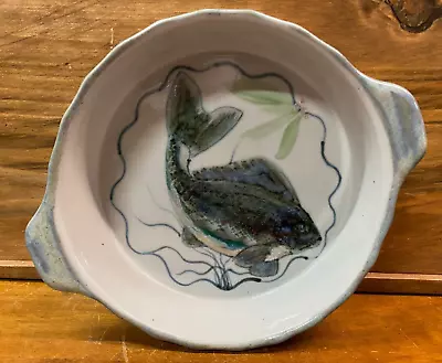 Buy Lovely Very Rare Vintage Highland Stoneware Hand Painted Fish Handled Dish A75 • 20£