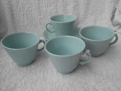 Buy Vintage Woods Ware Iris Blue - 4 Teacups & Saucers • 4.99£