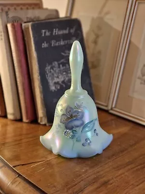 Buy Vintage Fenton Opalescent Glass Hand Painted Sea Mist Foam Bell Signed C. Smith • 124.99£