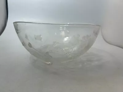 Buy Large Glass Fruit Bowl Embossed Etched Snowdrop Floral Pattern 9.5 X6  #RA • 8.14£