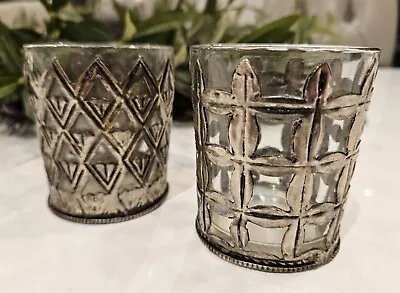 Buy Vintage Glass/decorative Tarnished Silver Pair Of Pots • 10£