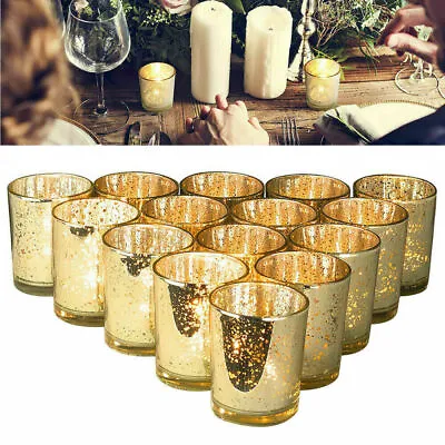Buy 12/24pcs Mercury Vintage Glass Tea Light Candle Holder Votive Wedding Home Decor • 20.99£